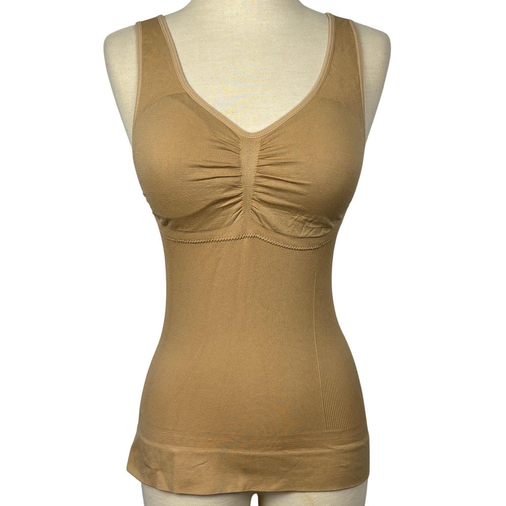 Camishaper Shaping Cami Tank Nude‎ Beige Seamless Built In Bra Size M